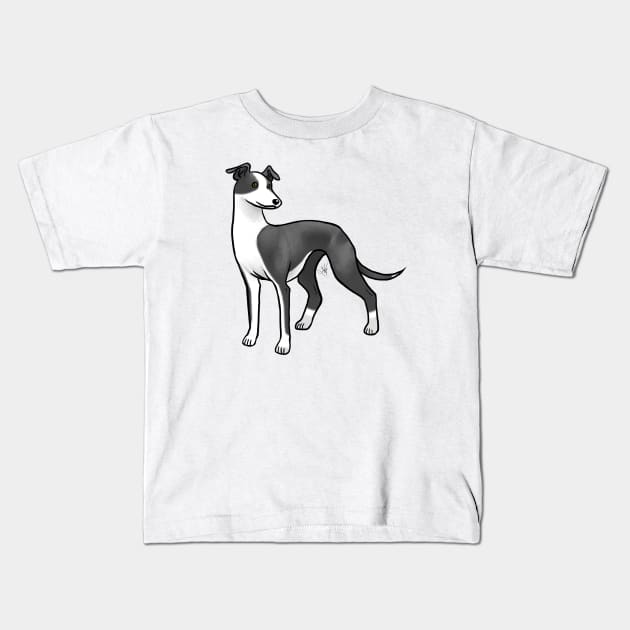 Dog - Whippet - Black and White Kids T-Shirt by Jen's Dogs Custom Gifts and Designs